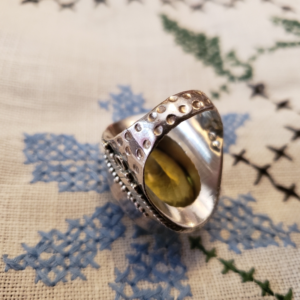 Sterling Large Lemon Quartz Ring - Picture 5 of 7